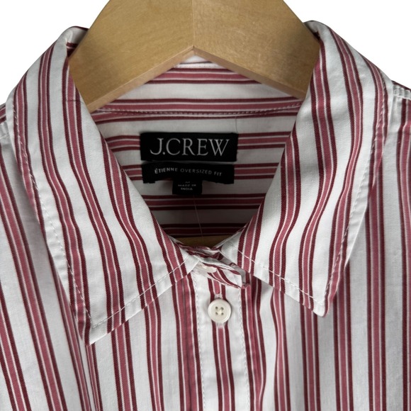 J.Crew Etienne Oversized Fit Striped Button Down Shirt Women M Cotton Poplin - Picture 2 of 10